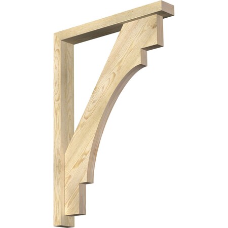 Ekena Millwork Merced Block Rough Sawn Bracket w/ Offset Brace, Douglas Fir, 4"W x 28"D x 40"H BKT0402X28X40MRC05RDF